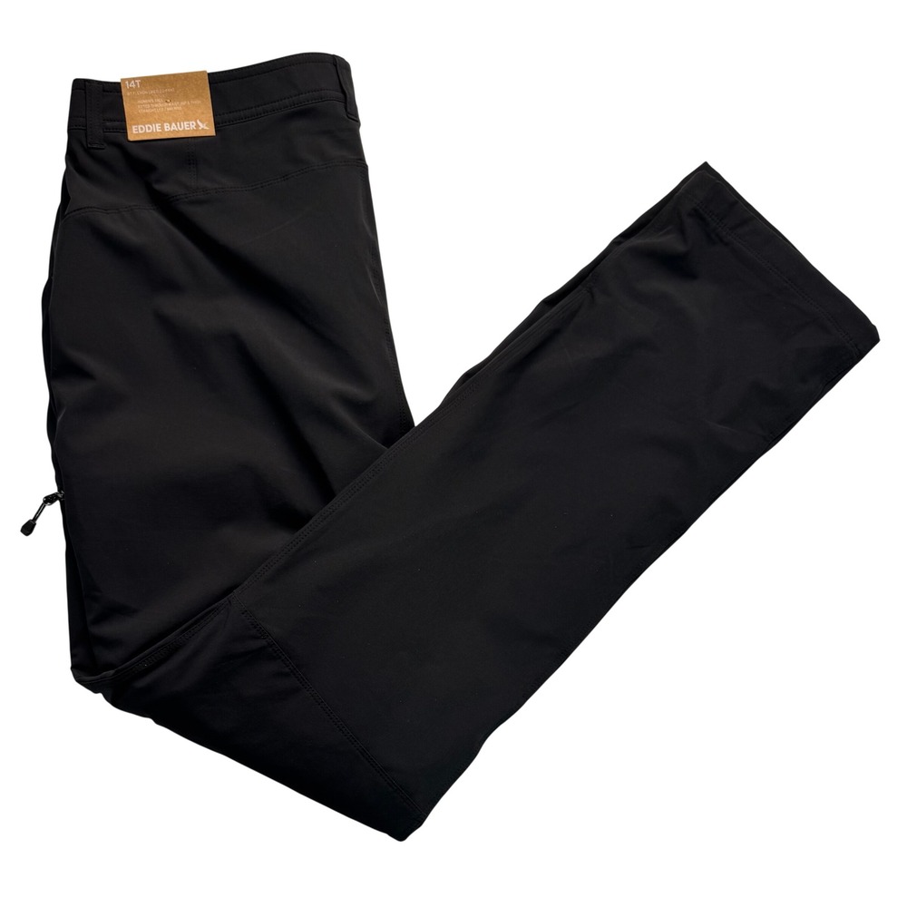 Eddie Bauer WT Flexion Lined 2.0 Pants Womens 14T Tall Black Fleece Outdoor 4707
